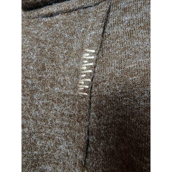 Yak & Yeti Nepal Sweater Women Large Brown Cowl Neck Front Slit Minimal Bohemian - Picture 2 of 9